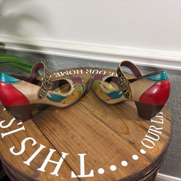 Socofy Retro Mary Jane Floral Heels - Sz EU 41 / US 10-10.5 - Picture 10 of 14